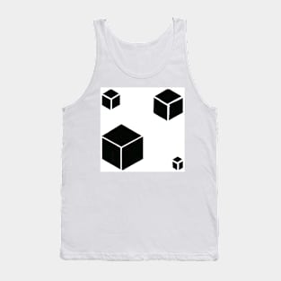 White and Black Cubes Geometric Abstract Acrylic Painting Tank Top